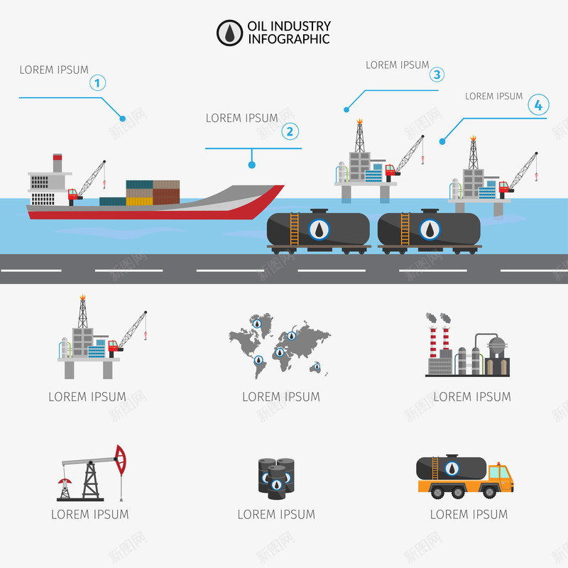 油气运输信息图表矢量图图标ai_新图网 https://ixintu.com PPT图形 信息图表 创意信息图表 商务信息图表 商务金融 扁平信息图表 油气图标 演示图形 现代商务 矢量图