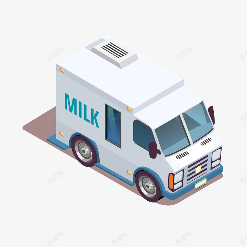 卡通版白色的牛奶车png免抠素材_新图网 https://ixintu.com 动漫动画 卡通手绘 汽车 牛奶车 装饰图 车子 车辆