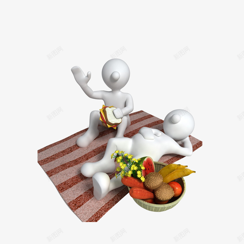 立体郊游野餐的3D小人png免抠素材_新图网 https://ixintu.com 3D小人 立体效果 躺着坐着 郊游野餐 野餐食物