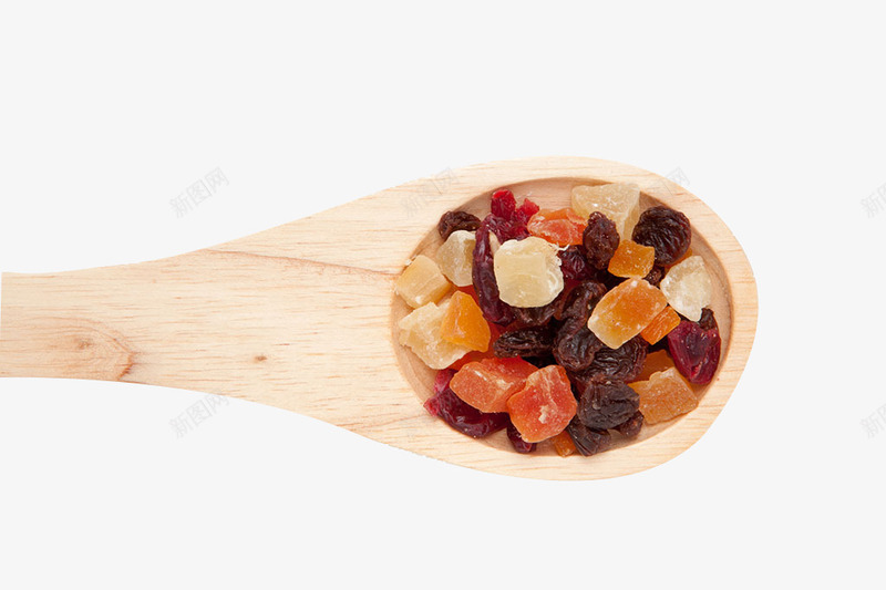 木勺里的水果干png免抠素材_新图网 https://ixintu.com 产品实物 多彩 水果干 酸甜