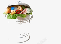 食物垃圾桶装在垃圾桶里酸奶高清图片