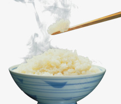 白色米粒冒热气的白色大米饭高清图片