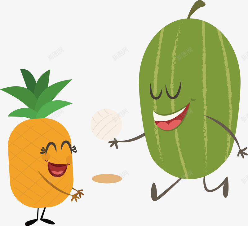 水果家族插画png免抠素材_新图网 https://ixintu.com 家庭 想象 插画设计 水果家族 菠萝 西瓜