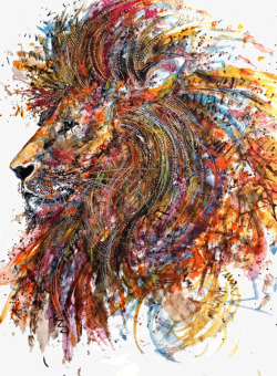 创意彩绘狮子素材