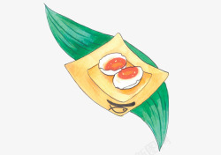 卡通手绘咸鸭蛋粽叶素材
