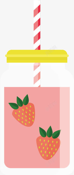 手绘草莓饮料素材