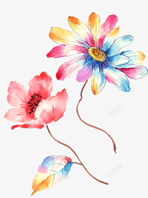 彩色手绘花png免抠素材_新图网 https://ixintu.com 好看的花 彩色的花 手绘 漂亮的花