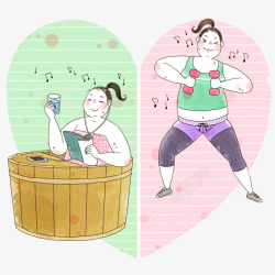 拿哑铃的胖女孩素材