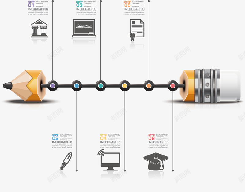 铅笔商务信息图表矢量图ai免抠素材_新图网 https://ixintu.com idea 信息图表 创意 商务 拼图 立体 精美 统计图表 铅笔 矢量图