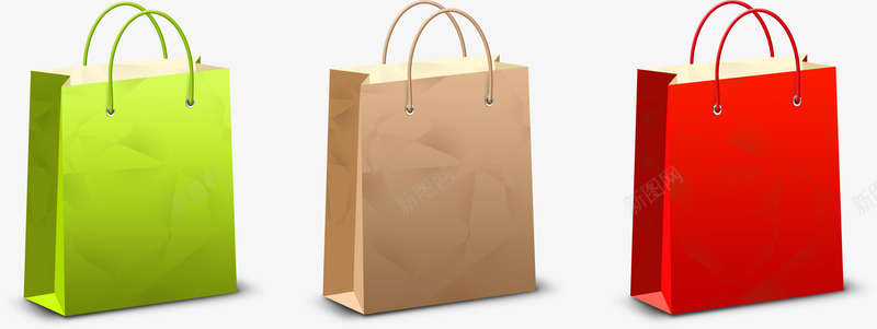 购物袋png免抠素材_新图网 https://ixintu.com 多彩 环保 纸质 购物袋