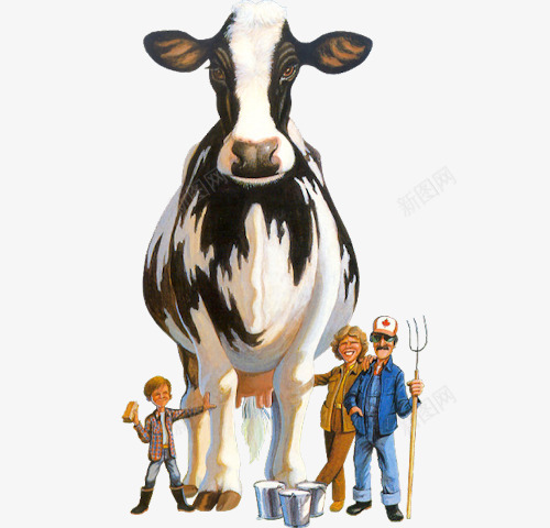 挤牛奶的人png免抠素材_新图网 https://ixintu.com 养殖 动物 奶牛 手绘 牛奶
