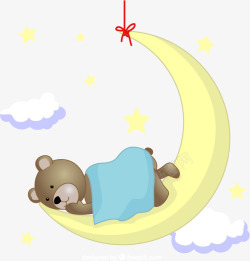 睡觉熊泰迪熊睡在月球上矢量图高清图片