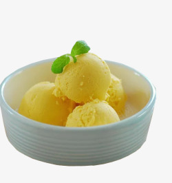 降温消暑甜品黄色冰淇淋球高清图片