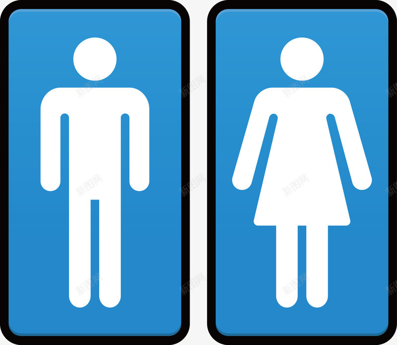 创意蓝色男女洗手间图图标png_新图网 https://ixintu.com 建筑 洗手间 洗手间标识 男女 装饰 设计