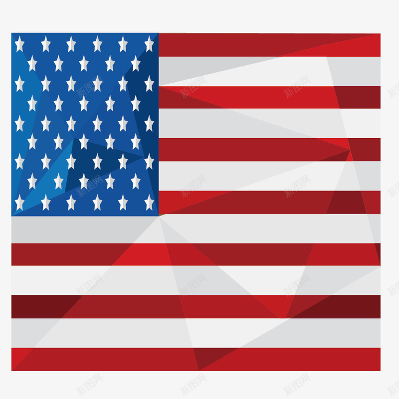 扁平化美国国旗矢量图图标ai_新图网 https://ixintu.com 标志 标识 美国 矢量图