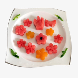 装盘水果西瓜花卉水果拼盘高清图片