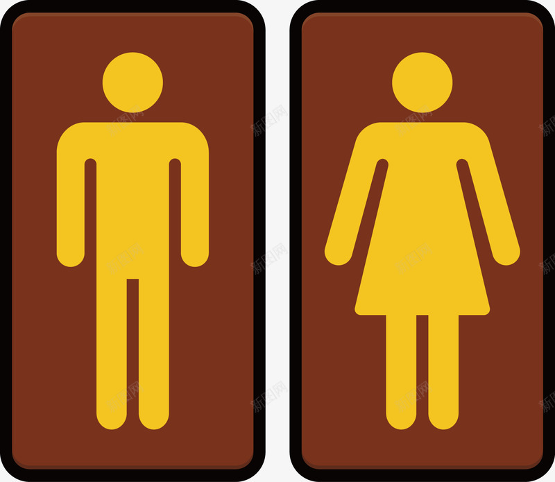 创意黄色男女洗手间图图标png_新图网 https://ixintu.com 卫生 建筑 洗手间 洗手间标识 男女 设计