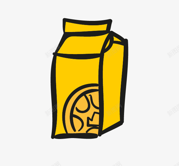 手绘牛奶盒png免抠素材_新图网 https://ixintu.com png图形 png装饰 手绘 牛奶盒 装饰 黄色