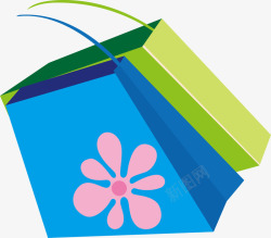 花朵袋子简约多彩购物袋高清图片