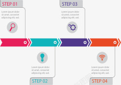 彩色标签流程图表矢量图素材