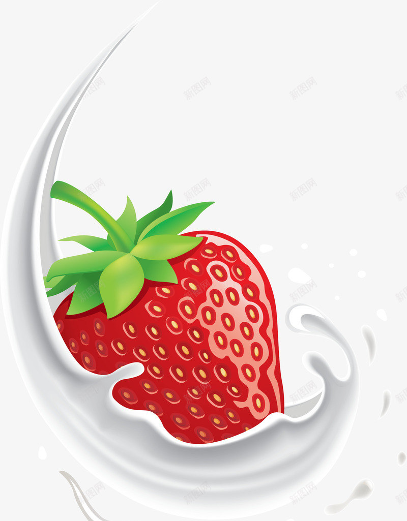 草莓水果牛奶冰激凌png免抠素材_新图网 https://ixintu.com 促销广告 红色