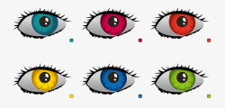 六种颜色的眼睛素材