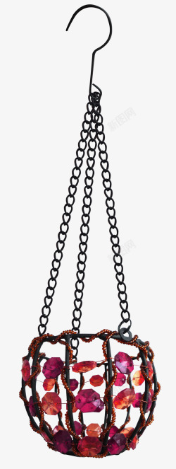 金属篓子水晶珠链装饰金属链子篓子高清图片