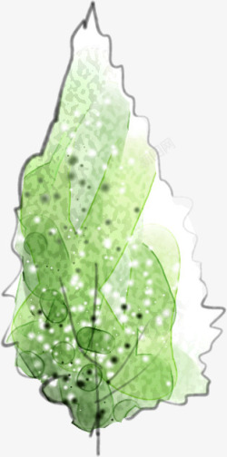手绘绿色漫画树叶树林造型素材