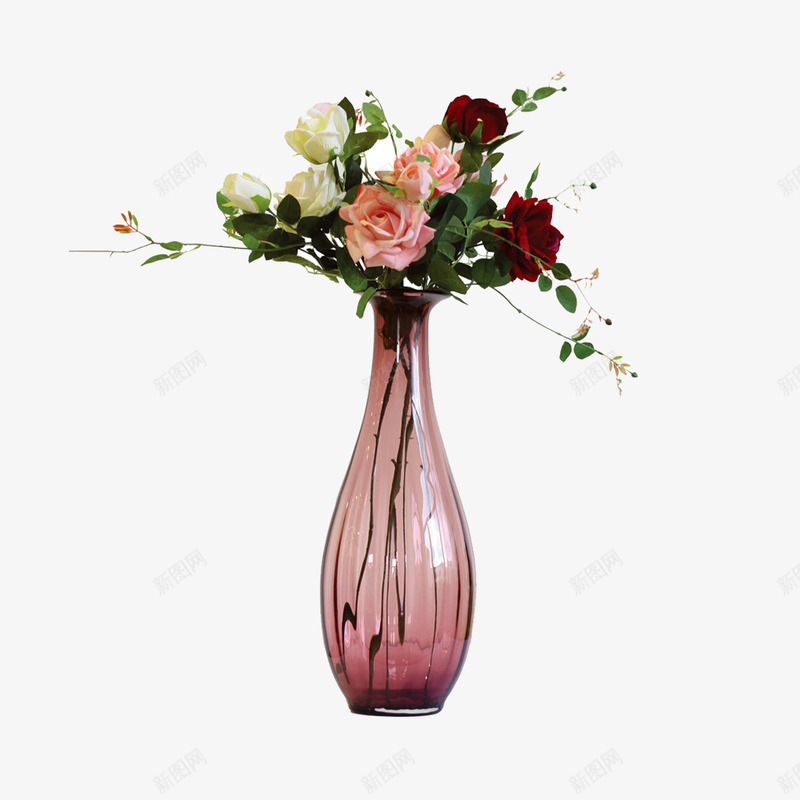 粉色花瓶png免抠素材_新图网 https://ixintu.com 玻璃花瓶 花瓶 鲜花