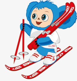 滑雪橇的小猴子素材