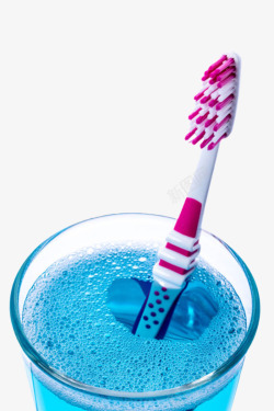 矢量牙刷PNG免费透明杯里装着漱口水和红色牙刷实高清图片