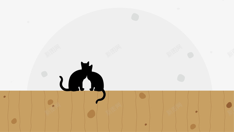 月亮下的猫矢量图eps免抠素材_新图网 https://ixintu.com 动物 漂亮 高清 矢量图