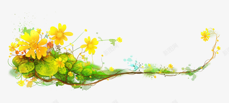 花卉png免抠素材_新图网 https://ixintu.com 花卉 花边 菊花 黄色