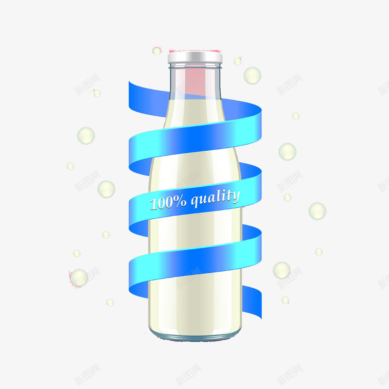蓝色丝带奶瓶png免抠素材_新图网 https://ixintu.com 牛奶 纯牛奶 鲜奶