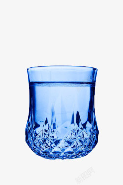 蓝色玻璃水杯素材