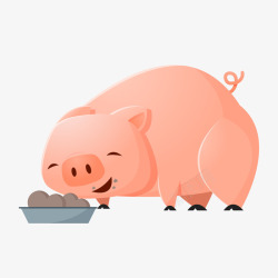 粉色小猪吃饭元素矢量图素材