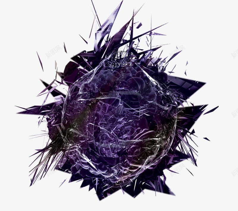 紫色多边形圆球png免抠素材_新图网 https://ixintu.com 圆球 多边形 紫色