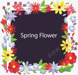五彩春花多姿多彩的春花边框矢量图高清图片