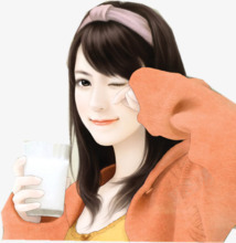 喝牛奶的女孩喝牛奶的女孩手绘高清图片