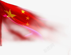 红色模糊中国国旗素材