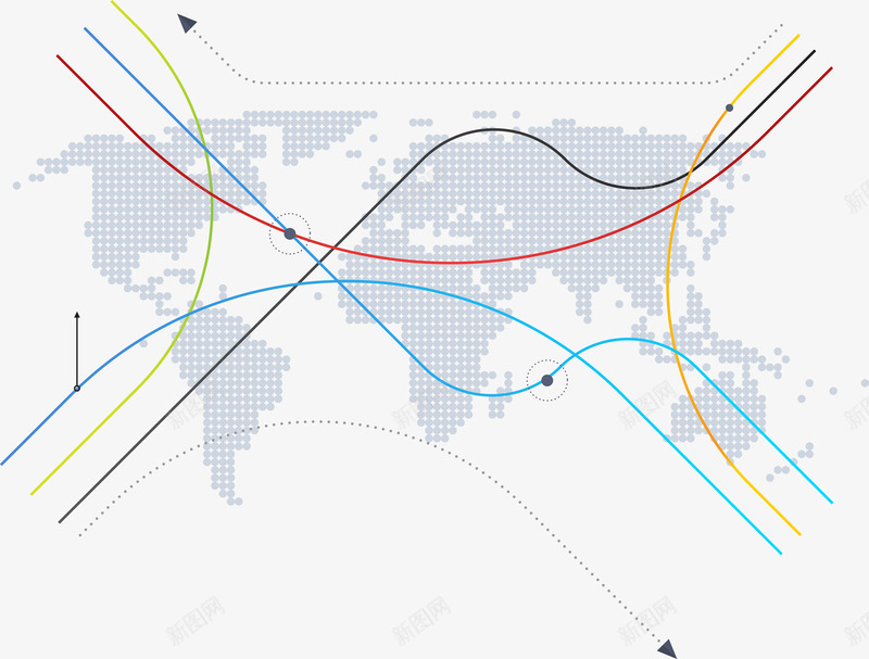 科技信息感世界地图png免抠素材_新图网 https://ixintu.com 世界地图 地图 科技 科技地图 科技感地图 路线