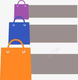 三个袋子618购物节多彩购物袋高清图片
