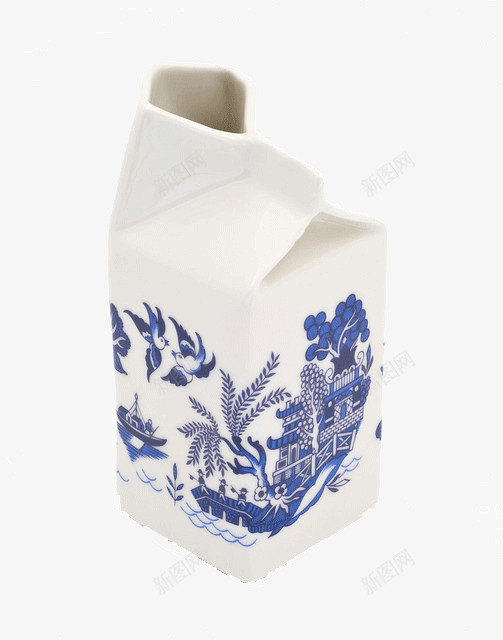 花纹陶瓷牛奶盒png免抠素材_新图网 https://ixintu.com 创意 手工 牛奶盒 花纹 陶瓷