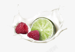树莓牛奶牛奶水果高清图片