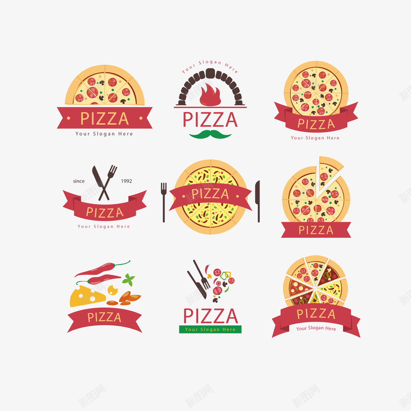 彩色意大利菜披萨标识矢量图图标ai_新图网 https://ixintu.com 卡通 彩色 快餐 意大利菜 披萨 披萨标识 美食 食品 矢量图