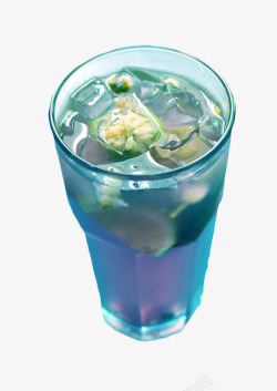 夏季特饮玻璃杯中的夏日蓝柑高清图片