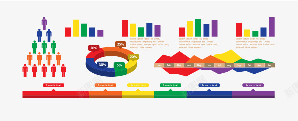 多彩图表png免抠素材_新图网 https://ixintu.com 商业矢量 图表 多彩 数据 比例 矢量下载 矢量概念 网页矢量