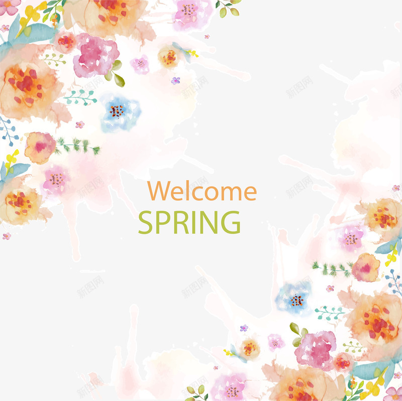 欢迎春天花朵装饰png免抠素材_新图网 https://ixintu.com spring welcome 多彩花朵 欢迎春天 水彩 花朵装饰