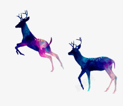 矢量奔跑着的鹿紫色的鹿高清图片