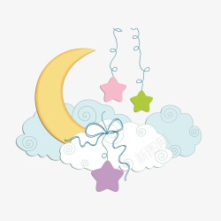 母婴店标题卡通月亮星星母婴店装饰元素高清图片